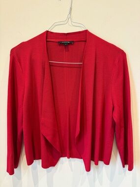 Comma Open-Front Women's Cropped Cardigan Sweater in Red